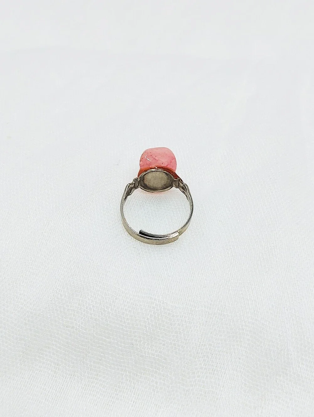 Size 5 Small Silver Ring With Pink Stone